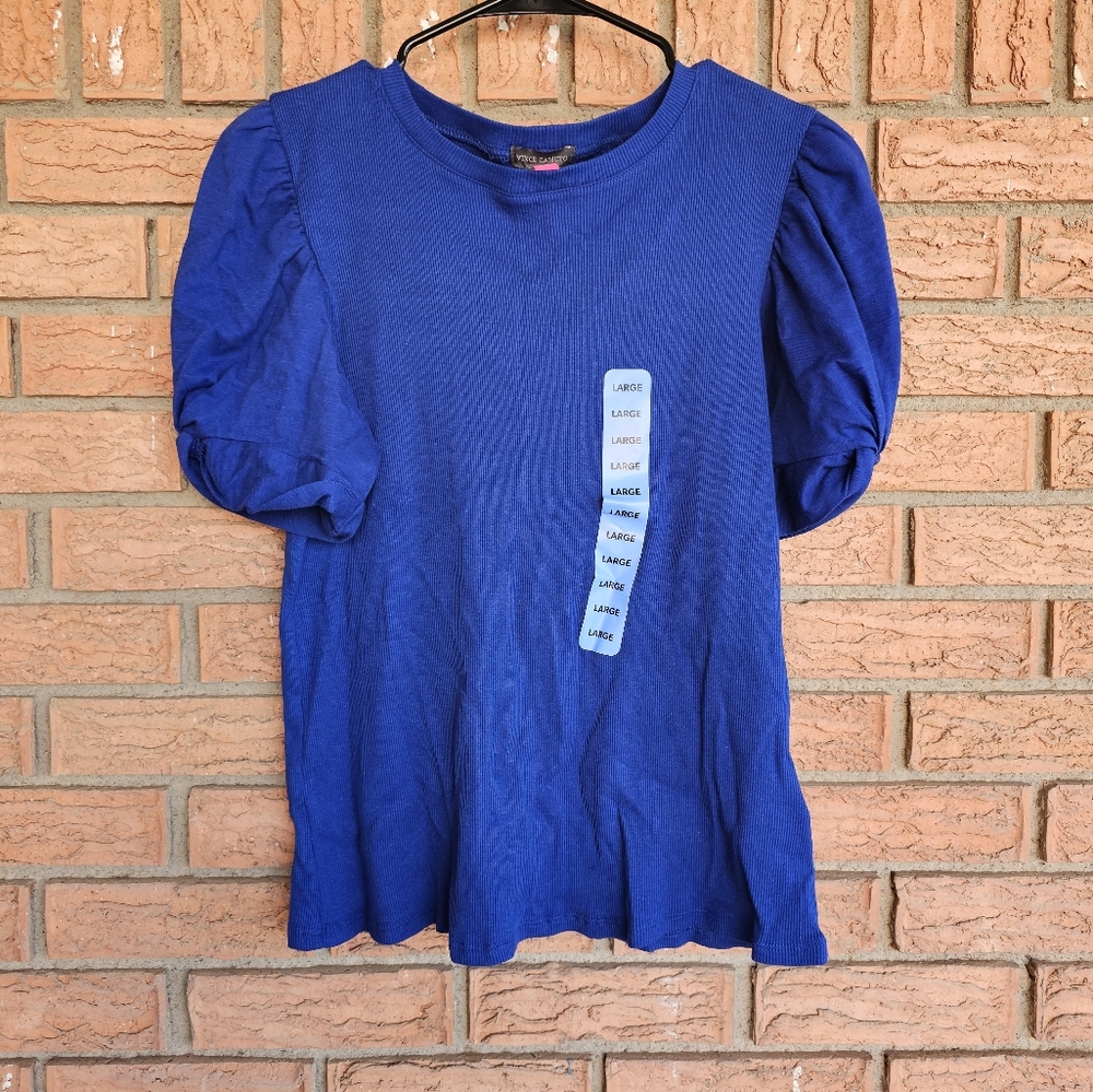 Vince Camuto Puff Sleeve Top Cobalt Sea Size L